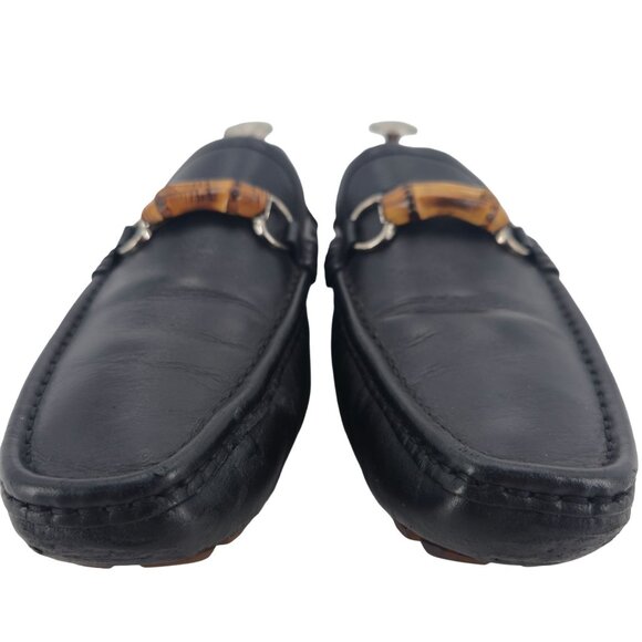 Authentic Gucci Bamboo Bit Driving Loafer Men 9.5 Black Leather Dress Shoe Italy - Picture 10 of 14